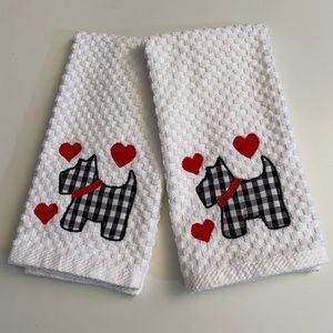 NEW - Two (2) Scottie Dog Valentines Day Kitchen Towels - Personalized